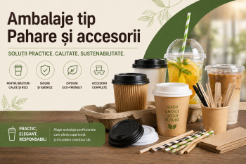 Ambalaje tip pahare și accesorii – soluții moderne pentru servire, transport și branding